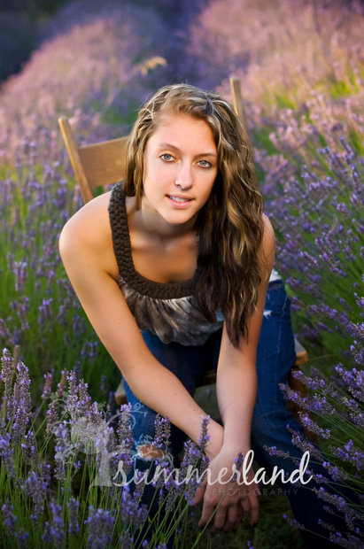 Kennewick Senior portrait of a girl in a field of lavender near Tri-Cities, WA